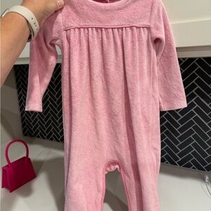 TBBC Long Sleeve Penny's Playsuit - Hamptons Hot Pink Velour